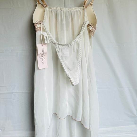 Vintage NWT Linea Donatella Lace-Trim Babydoll 2 piece set Nightgown size S - Picture 3 of 8